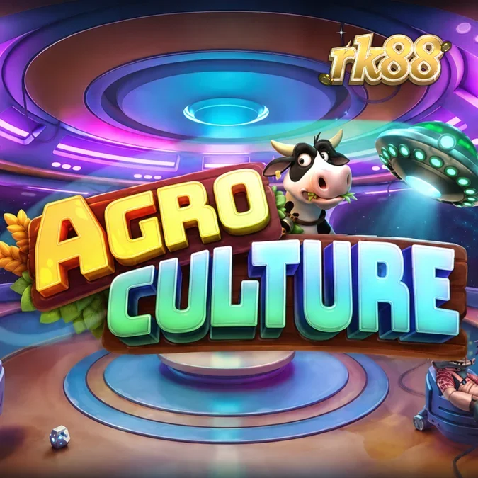 Tampilan layar permainan slot AgroCulture dengan tema invasi alien di peternakan